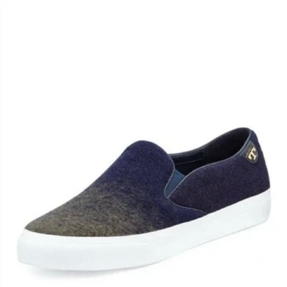 TORY BURCH Rudi Stardust Wool Ombre Blue Green Sneakers Size 9 - Picture 1 of 14